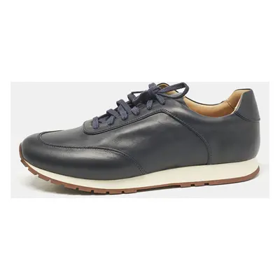 Loro Piana Dark Blue Leather Lace Up Sneakers Size 45.5