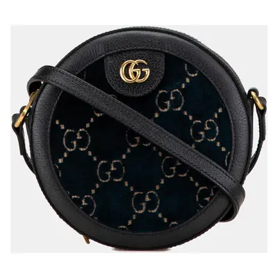 Gucci Black GG Velvet Ophidia Round Crossbody