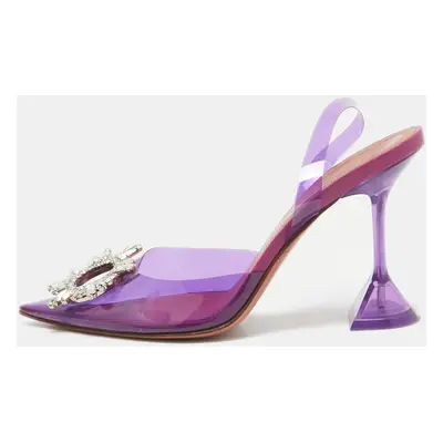 Amina Muaddi Purple PVC Begum Slingback Sandals Size