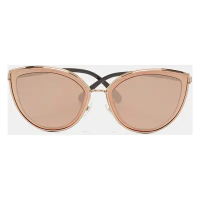 Chanel Rose Gold/Brown Mirrored Cat Eye Sunglasses