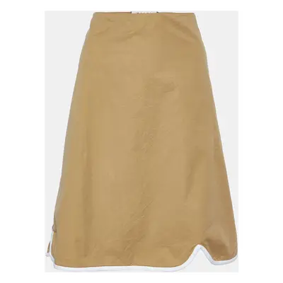 Marni Beige Cotton Contrast Trim Knee Length Skirt