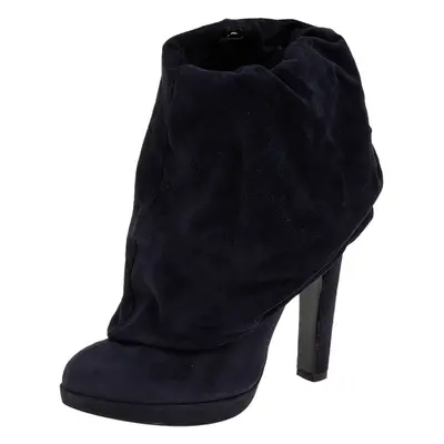 Alaia Navy Blue Suede Ankle Length Boots Size