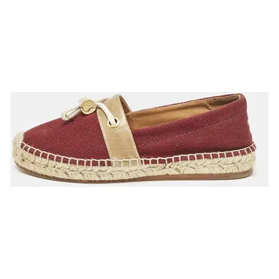 Chloe Burgundy Canvas and Leather Espadrille Flats Size