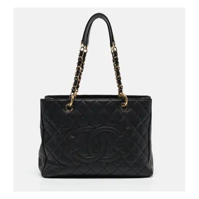 Chanel Black Quilted Caviar Leather Grand Shopping Tote