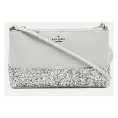 Kate Spade Grey Glitter and Leather Ramey Greta Court Crossbody Bag