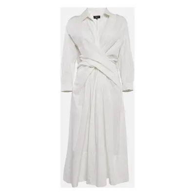 Paule Ka Cotton Draped Style Midi Shirt Dress