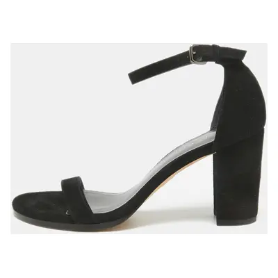 Stuart Weitzman Black Suede Bambina Ankle Strap Sandals Size