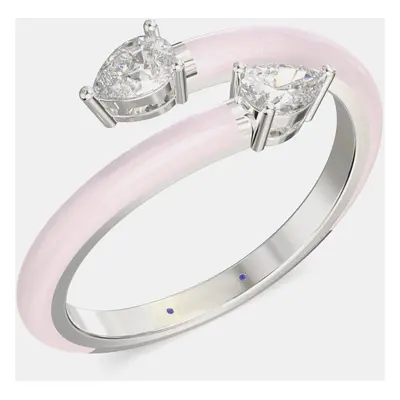 Light Pink Ceramic Pear Shaped Classic Bypass Style Sterling Silver Lab Grown Diamond Ring US