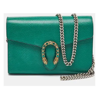 Gucci Green Leather Dionysus Mini Wallet on Chain