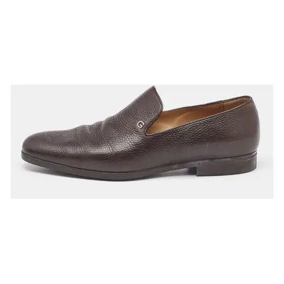 Gucci Brown Leather Slip On Loafers Size 40.5