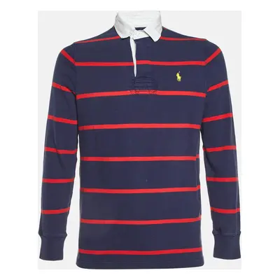 Polo Ralph Lauren Navy Blue Striped Cotton Polo T-Shirt