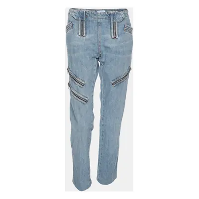 Emilio Pucci Faded Blue Denim Zip Detail Jeans