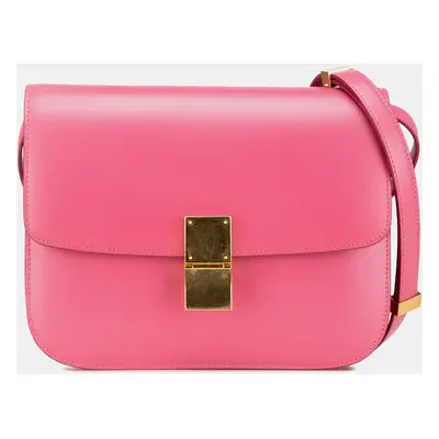 Celine Pink Leather Medium Classic Box Shoulder Bag