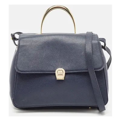 Aigner Navy Blue Leather Genoveva Top Handle Bag