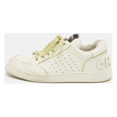 Chanel White Perforated Leather CC Low Top Sneakers Size