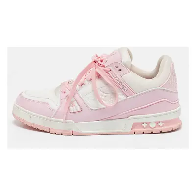 Louis Vuitton White/Pink Monogram Leather LV Trainer Sneakers Size