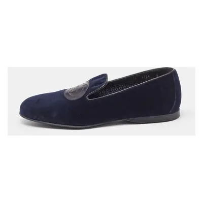 Prada Navy Blue Velvet Slip On Smoking Slippers Size