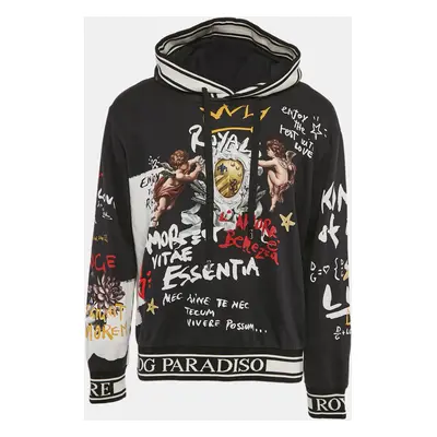 Dolce & Gabbana Black Angel Print Cotton Hoodie