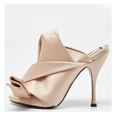 N°21 Beige Pleated Satin Ronny Mules Size