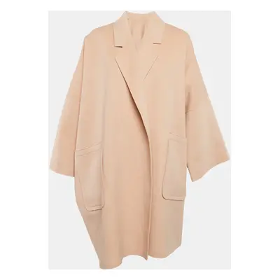 Helmut Lang Pink Wool Open Front Mid-Length Coat