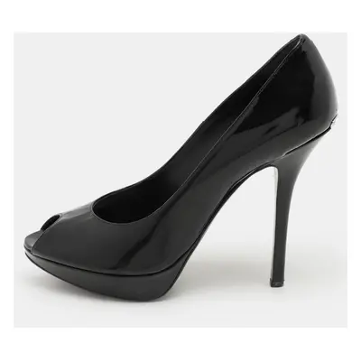 Dior Black Patent Leather Peep Toe Pumps Size 36.5