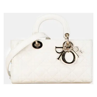 Dior White Lambskin Medium Cannage Lady D-Joy Bag