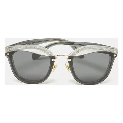 Miu Miu Black/Grey SMU03T Glitter Reveal Cat Eye Sunglasses