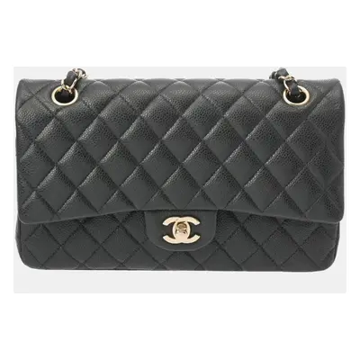 Chanel Grey Caviar Leather Double Flap Shoulder Bag