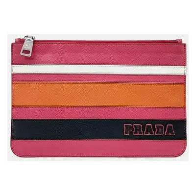 Prada Multicolor Saffiano Leather Pouch