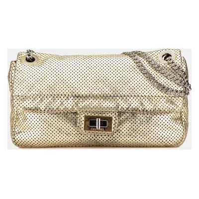 Chanel Gold Medium Perforated Calfskin Reissue Drill Flap