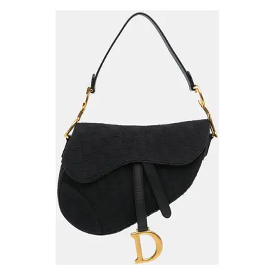 Dior Black Oblique Canvas Saddle Bag