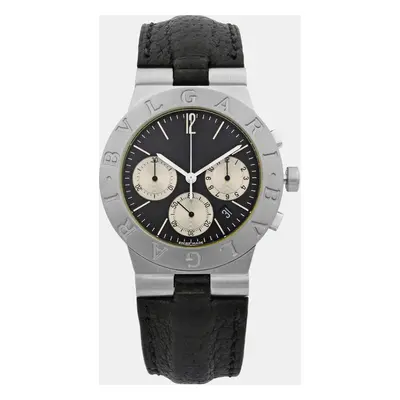 Bvlgari Diagono 18K White Gold Black Dial Quartz Unisex Watch Chw35G mm