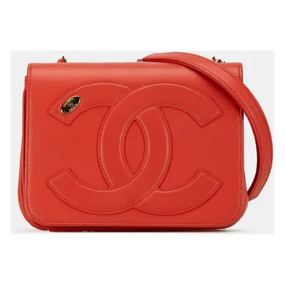 Chanel Red Lambskin CC Mania Flap Bag