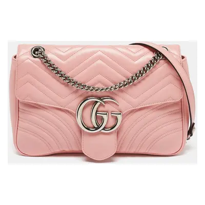 Gucci Pink Matelassé Leather GG Marmont Shoulder Bag