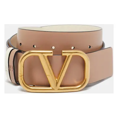 Valentino Beige Leather VLogo Reversible Belt 85CM