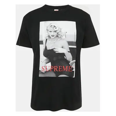 Supreme Black Anna Nicole Smith Print Cotton Crew Neck T-Shirt