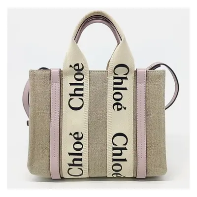 Chloe Beige Canvas Woody Small Bag