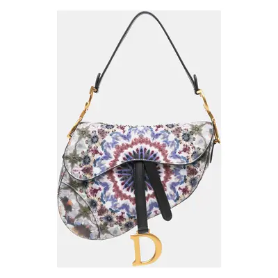 Dior Blue Canvas Embroidered Kaleidiorscopic Saddle Bag