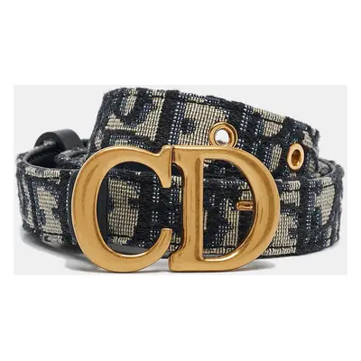 Dior Blue Oblique Canvas CD Logo Buckle Belt