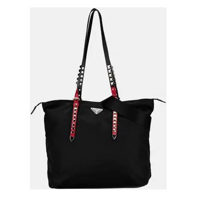 Prada Black Studded Tessuto New Vela Satchel