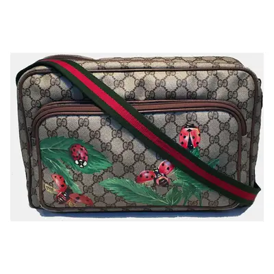 Gucci Vintage Monogram Hand Painted Ladybug Reporter Messenger Shoulder Bag