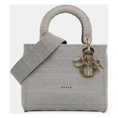 Dior Grey Canvas Medium Lady D-Lite Tote Bag