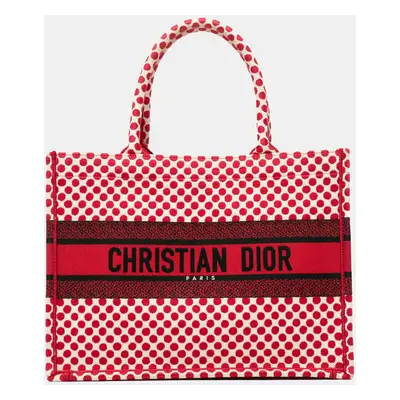 Dior Red Canvas Medium Dioramour Book Tote Bag