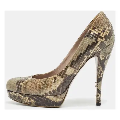 Gucci Brown Python Leather Platform Pumps Size