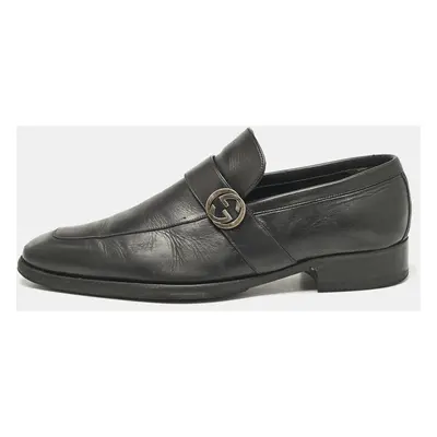 Gucci Black Leather Interlocking G Loafers Size