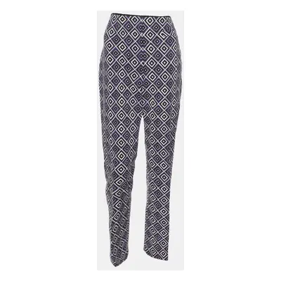 Prada Purple Diamond Print Silk And Wool Blend Pants