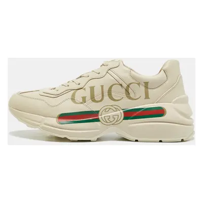 Gucci Cream Leather Vintage Logo Rhyton Sneakers Size