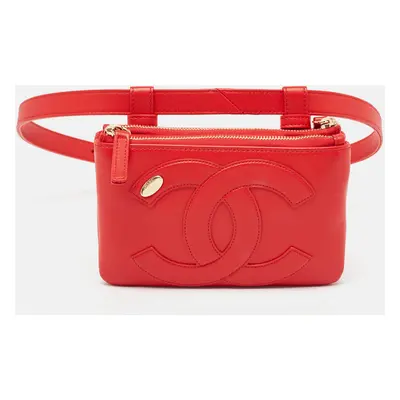 Chanel Red Leather CC Mania Waist Bag