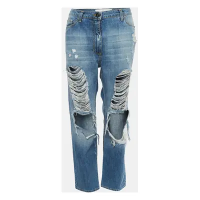 Elisabetta Franchi Blue Ripped Denim Jeans Waist 30"