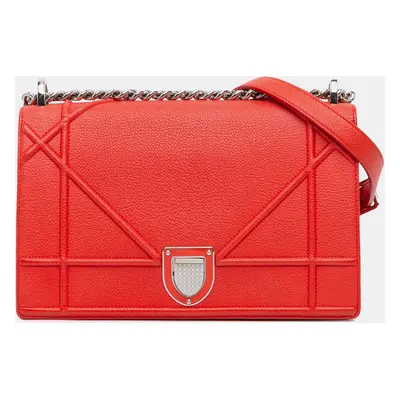 Dior Red Leather Medium Diorama Flap Shoulder Bag